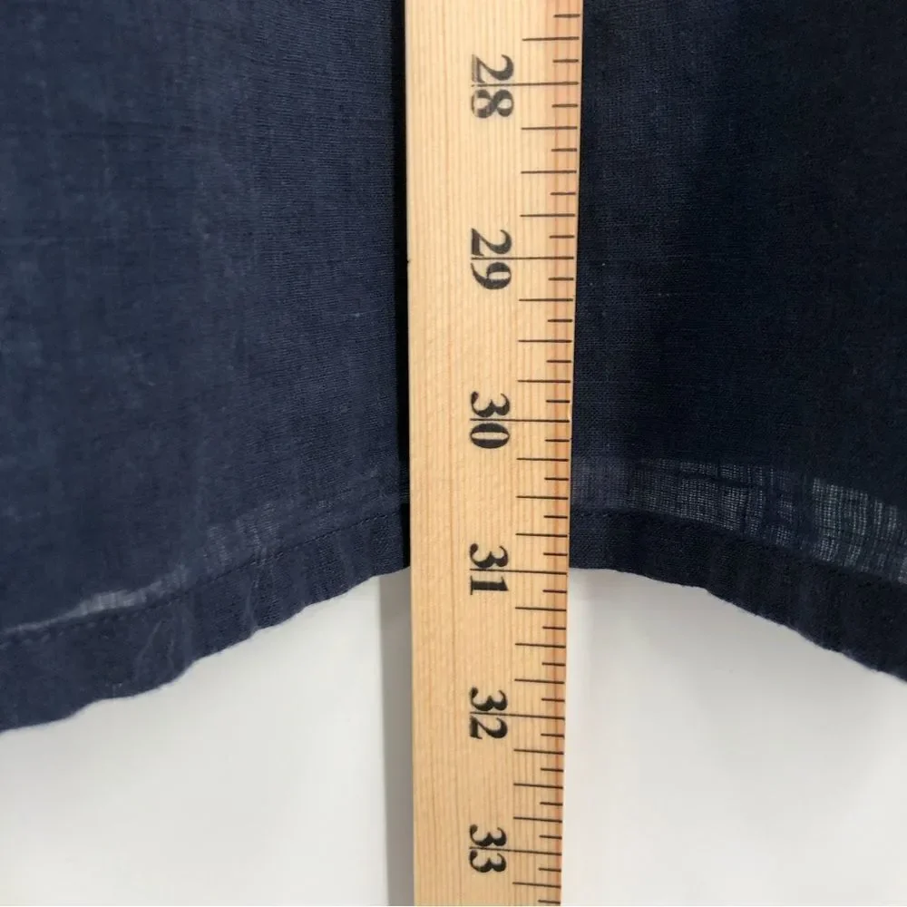 J. Crew Linen Tunic Coverup Womens Small Blue Embroidered‎ Side Slits